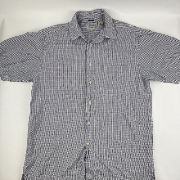 Izod Other - Izod Button Up Shirt Mens Medium Black White Plaid